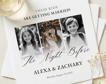Personalized Wedding Napkins with The Night Before and Photo | Custom Rehearsal Dinner Napkins for Wedding Bridal Shower & Engagement Decor