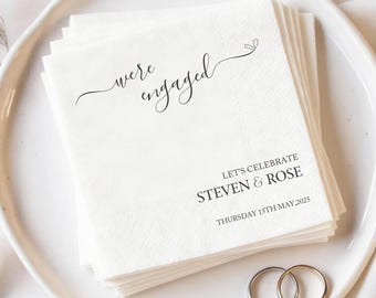 Personalized Wedding Napkins with Text | Custom Wedding Cocktail Napkins for Bridal Shower & Engagement Decor | Wedding Reception Napkins