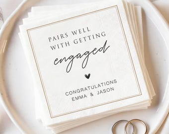 Personalized Wedding Napkins with Text,Custom Engagement Cocktail Napkins for Wedding, Bridal Shower,Wedding Decor