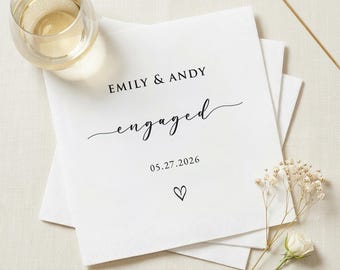 Personalized Wedding Napkins with Text | Custom Wedding Cocktail Napkins for Bridal Shower & Engagement Decor | Wedding Reception Napkins