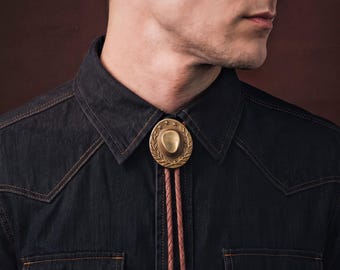 Cowboyhoed stropdas voor mannen - westerse leren stropdas, bruidsjonkers huwelijkscadeau, vintage bolero stropdas, verjaardagscadeau vriendje