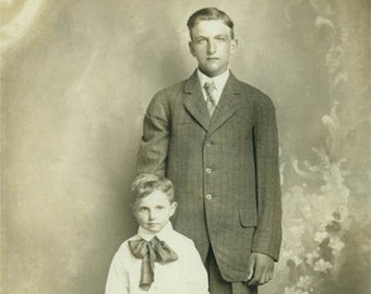 vintage photo 1907 Big Brother & Little Brother WEstern RPPC 25 T