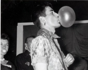 vintage photo Instant Download Bubble Gum Blowing Young Party Man Gay Int