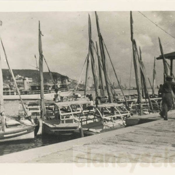 vintage photo 1910 Havana Cuba Cove Ship Dock Nice SKy Boats