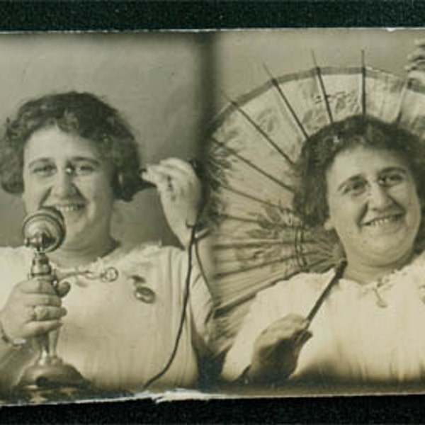 4 Gem photo strip flag phone parasol lady vintage photo