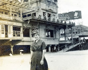 Vintage photo 1911 Bathing Beauty Lady Entrée d'Atlantic City Million Dollar Pier 26 J