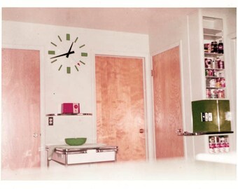 Modern Kitchen w Clock Magenta and Green 1953 fine art photograph