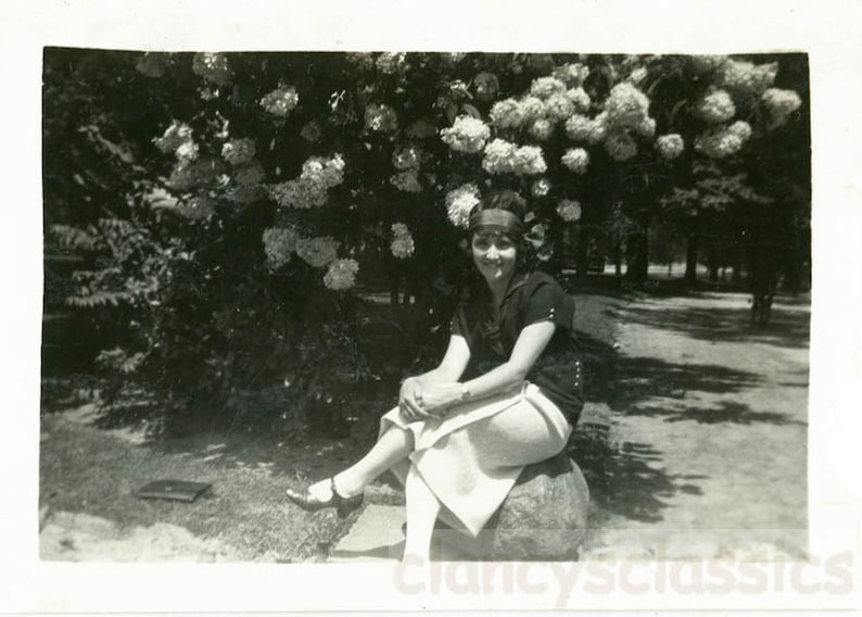 vintage photo 1920s Woman in Flapper Hair band and Shoes by Pom Pom tree 18 U image 1