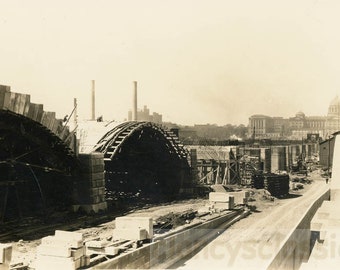 vintage photo 1925 State Street Soldiers & Sailors Bridge Harrisburg PA Construction