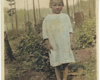 Bare Foot Little Girl HAnd Tinted Photo