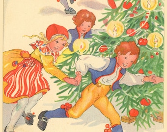 vintage God Jul Scandinavian Christmas Children Xmas Tree Instant Download digital download