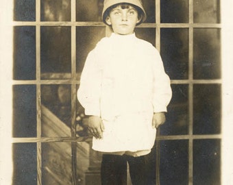 vintage photo 1920 Little Boy Summer Outfit Bucket Hat RPPC 62 W