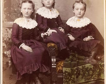 1880er Jahre, handkolorierte Kabinettkarte von Vilmer, Crown Point, IN, Name der Herlitz-Schwestern