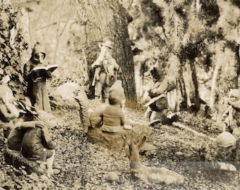 vintage photo 1915 Gnome Fox Rabbit Anthropomorphic ANimal Figurine Display Fairy Ring Fantasy33 E