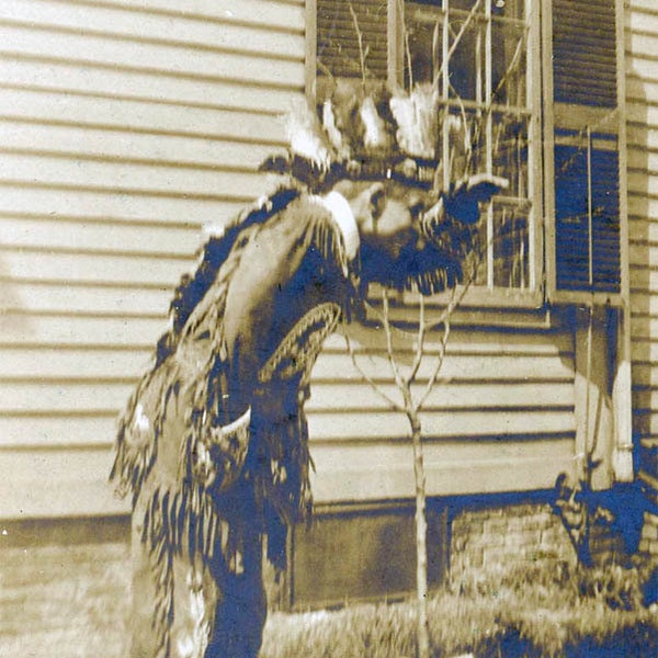 vintage photo 1909 Kiddo Dressed up in American Indian Costume Worcester MAss 1 T