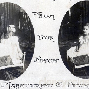 vintage photo 1915 Little Girl Doll in Bed New Years Greeting RPPC Ottawa Kansas 5 W