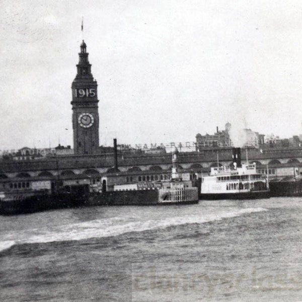 vintage photo 1915 Pan Pacific Expo San Francisco Ferry Boat Dock Ferry Building on Water 50 D