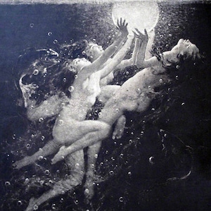 Tarjeta de felicitación de sirena ninfa del agua del amanecer Arthur Spear Fairy Sunshine fish