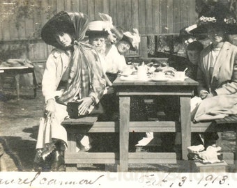 Vintage Foto 1913 Los Angeles California Frauen Kinder Picnic Cafe Laurel Canyon 5 S