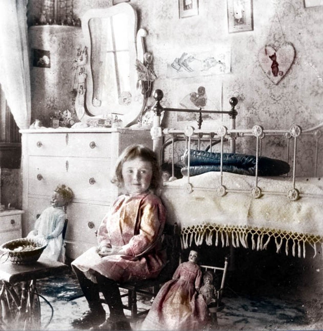 Vintage Photo Little Girl Victorian Bedroom Photo Print Folk Etsy