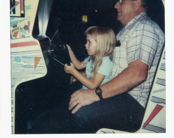 vintage photo 1988 Olga & Wally Grandpa and Grand Daughter Arcade Game 1 C