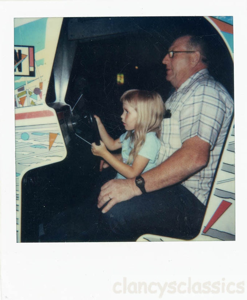 vintage photo 1988 Olga & Wally Grandpa and Grand Daughter Arcade Game 1 C image 1