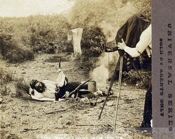 Fotografía antigua C H Graves Serie Universal Estereoscópica Fotógrafo Cámara Tomando el País de los Vagabundos