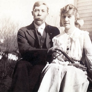 vintage photo BEautiful Daughter and Father Portrait photograph