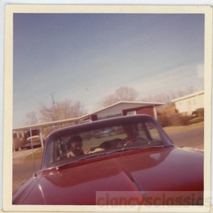 vintage photo 1970 Looking into The Front Windshield at Couple Color Car 54 M