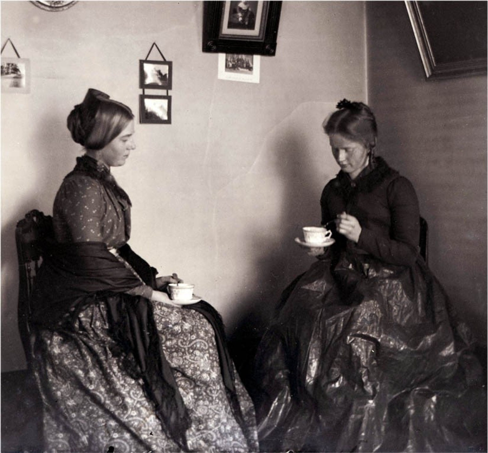 Vintage Photo Victorian Women Drink Tea for Two Photograph Etsy