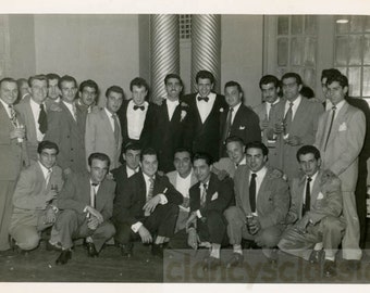 vintage photo 1960s Groom & All the Guys in Wedding Party 3 A