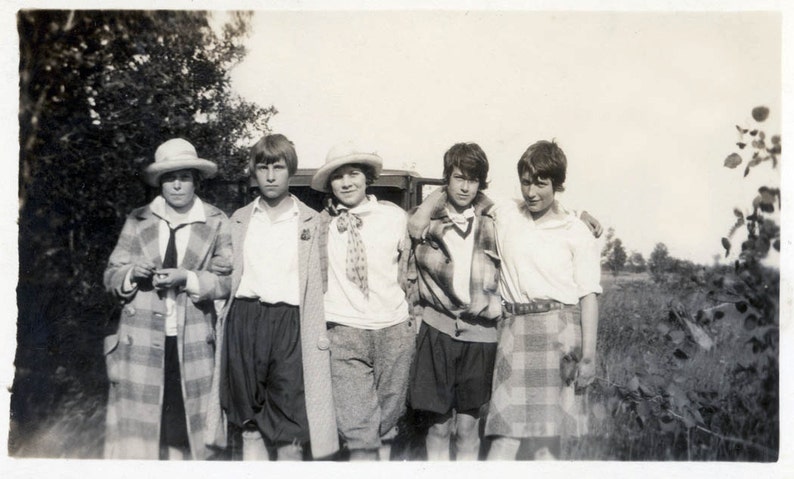 Vintage Photo Print Gang of Girlfriends Tomboy Flapper Era Young Women image 1