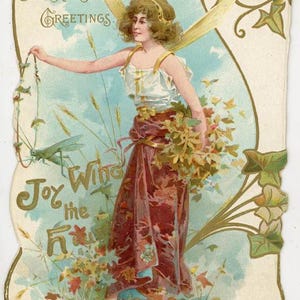 Carte postale vintage 1906 Raphael Tuck, fée de Noël, carte postale découpée en relief, 53 X