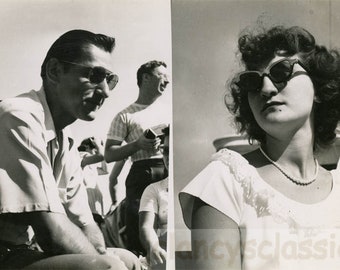 vintage photo 1960 Young Man Young Lady Modern Movie Star Sunglasses