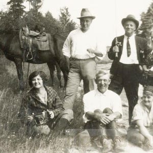 vintage photo 1924 Art Farley Fishing Group Horse The Mrs w Camera 5 M