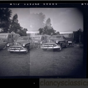 1950 Double Exposure Car & Travel Trailer Negative 64 L