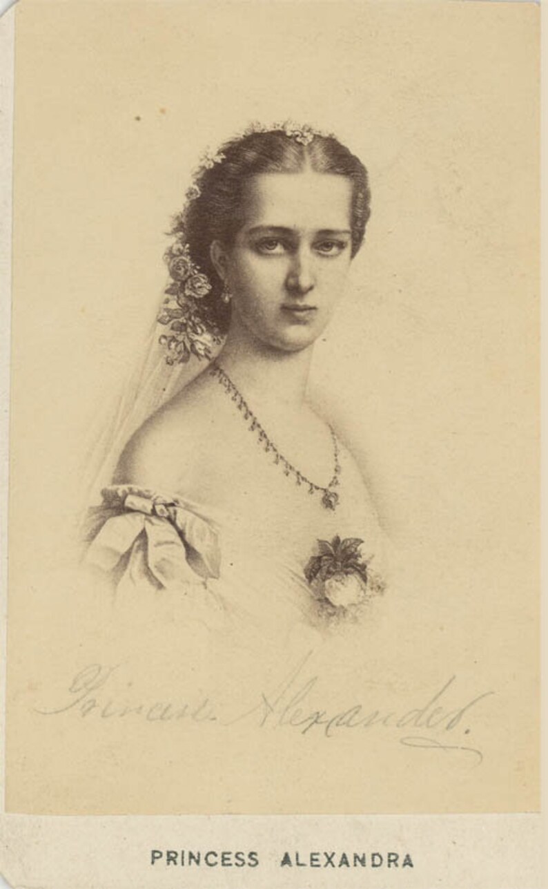 Tirage Photographique Albuminé Vintage Circa 1860 - Portrait D'Alexandra, Princesse De Galles