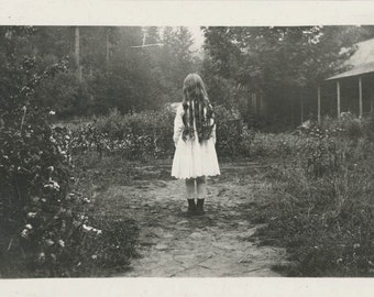 vintage photo Instant Download Little Long Hair Ringlet Girl From Back digital download