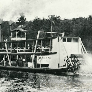 Vintage photo 1911 APollo No1 Excursion Sternwheeler Boat Wisconsin Dells w PaAssengers 56B