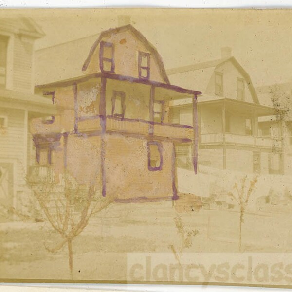 Vintage photo 1915 Altered ARTY House Painted Photo Colored Harveys Lake PA 66V