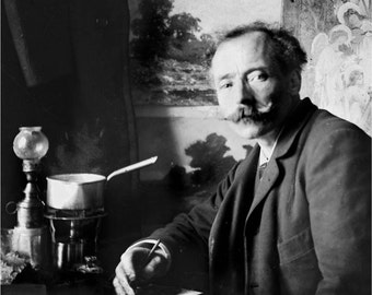 1906 Painter in His Studio Nancy France Vintage Photo Print