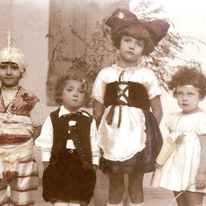 French Costume Children Vintage Tinted Photo Print image 1