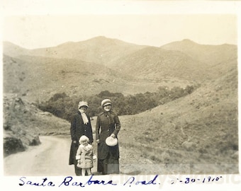 Vintage-Foto 1915 Frauen und kleines Mädchen auf der Santa Barbara Road Atascadero46 A