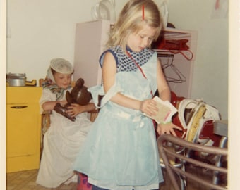 vintage photo 1970 Kindergarten Children Playing Dress up Costume Playtime 23 L