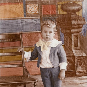 Folk Art Little BOy Azul Fine ARt Fotografía