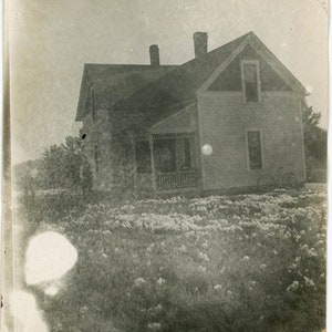 vintage photo 1912 Abstract Mystery House in Flower Field 54 G