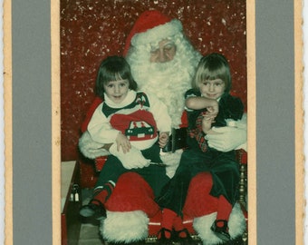 vintage photo 1970 Mall Santa Clause Shore Mall Pleasantville NJ Twin Girls 69 J