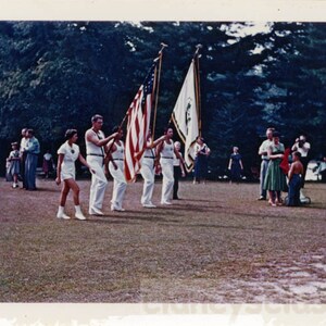 1955 Kodachrome Print Coated Color Snapshot American Flag March vintage photo 36 T
