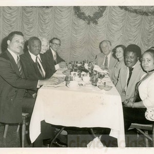 vintage photo 1966 African American Black Men Woman Have Dinner w White COuples 24X