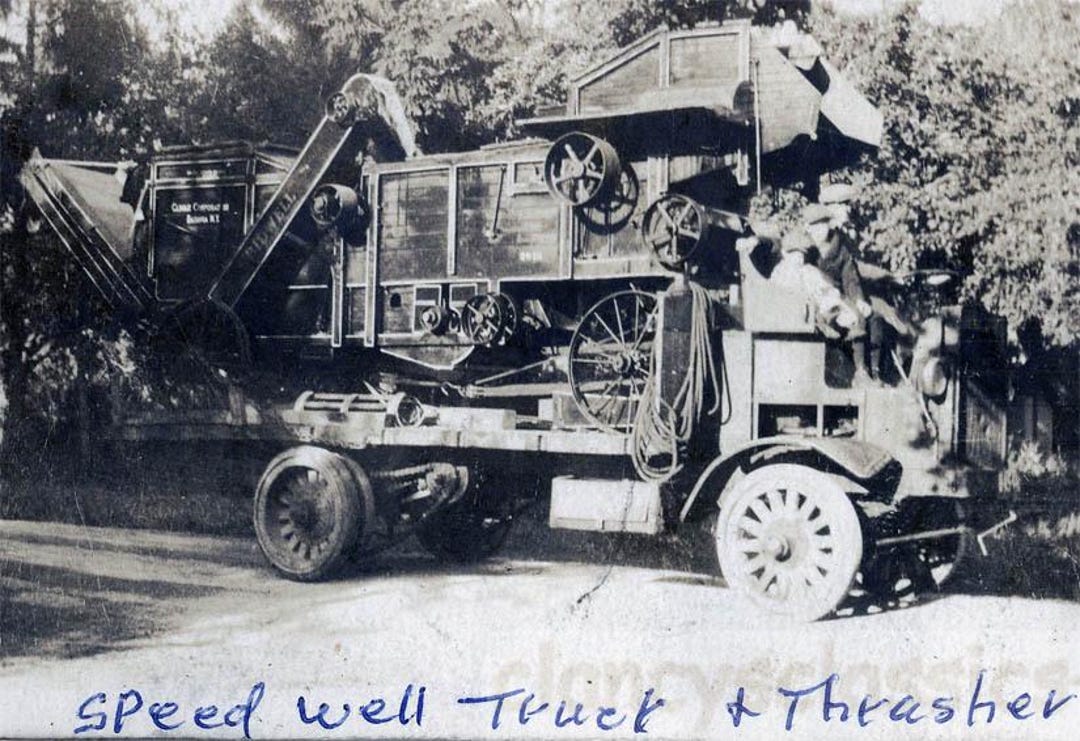 Vintage Photo 1915 Leslie Whiting Speedwell Truck & Threshing Machine ...
